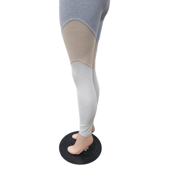 Outdoor Voices Spring 7/8 Color Block Athletic Leggings Blue Tan Grey Size Small - Picture 6 of 12